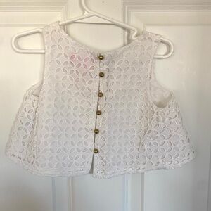 Lilly Pulitzer White Sleeveless Lace Crop Top Size - XS ( Size 4/5)
